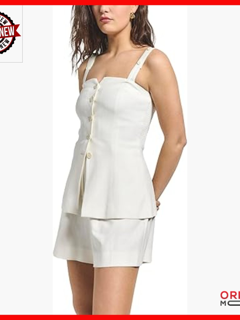 Size 10 Viscose Blend Vest Top With Adjustable Straps, Button Front
